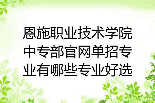 恩施职业技术学院中专部官网单招专业有哪些专业好选
