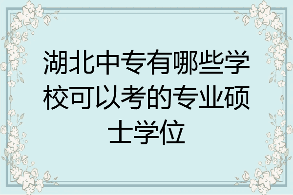 湖北中专有哪些学校可以考的专业硕士学位