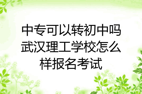 中专可以转初中吗武汉理工学校怎么样报名考试
