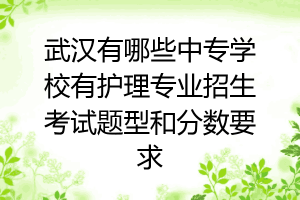 武汉有哪些中专学校有护理专业招生考试题型和分数要求