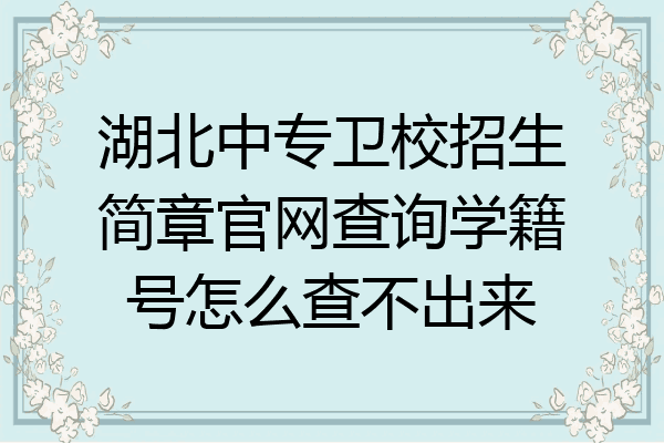 湖北中专卫校招生简章官网查询学籍号怎么查不出来