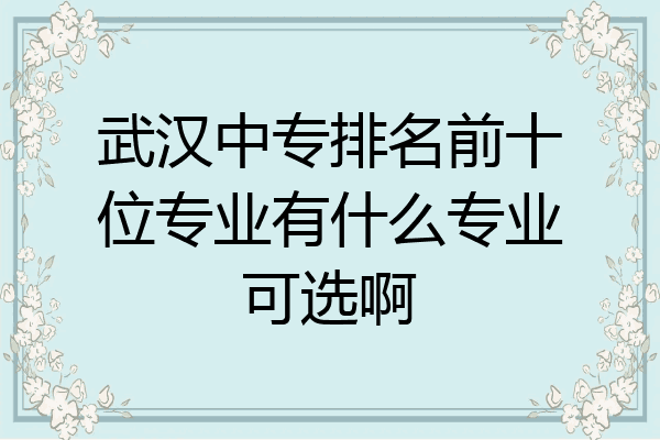 武汉中专排名前十位专业有什么专业可选啊