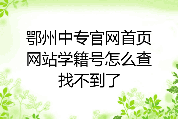 鄂州中专官网首页网站学籍号怎么查找不到了