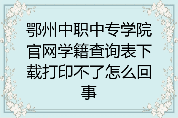 鄂州中职中专学院官网学籍查询表下载打印不了怎么回事