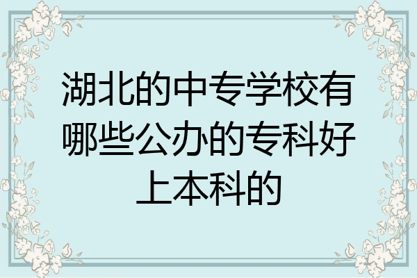 湖北的中专学校有哪些公办的专科好上本科的