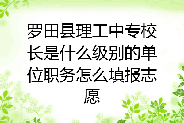 罗田县理工中专校长是什么级别的单位职务怎么填报志愿