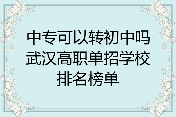 中专可以转初中吗武汉高职单招学校排名榜单