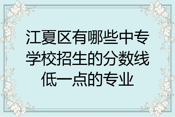江夏区有哪些中专学校招生的分数线低一点的专业