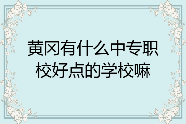 黄冈有什么中专职校好点的学校嘛