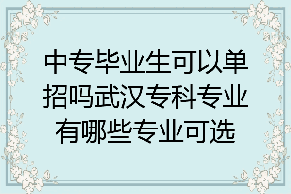 中专毕业生可以单招吗武汉专科专业有哪些专业可选