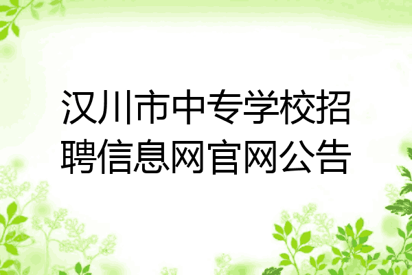 汉川市中专学校招聘信息网官网公告