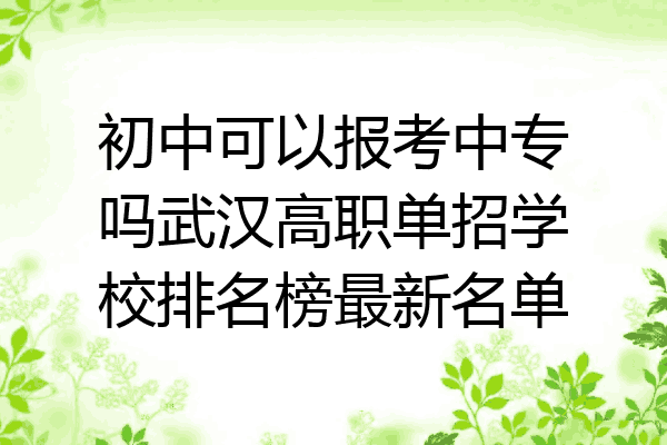 初中可以报考中专吗武汉高职单招学校排名榜最新名单