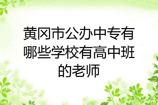 黄冈市公办中专有哪些学校有高中班的老师