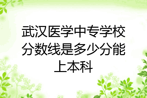 武汉医学中专学校分数线是多少分能上本科