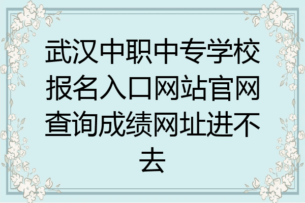 武汉中职中专学校报名入口网站官网查询成绩网址进不去