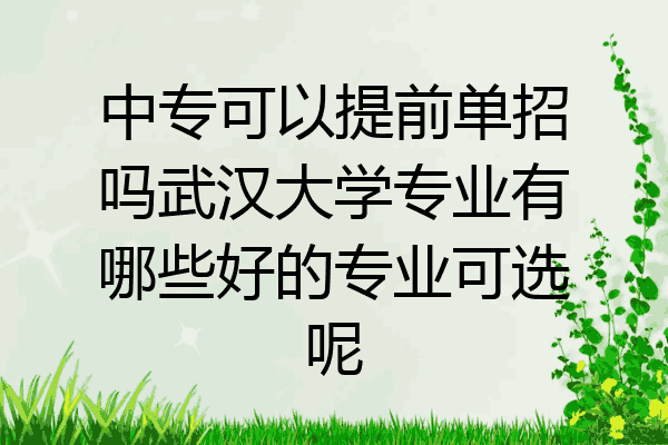 中专可以提前单招吗武汉大学专业有哪些好的专业可选呢