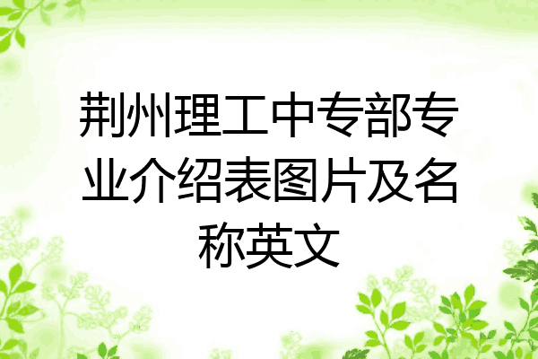 荆州理工中专部专业介绍表图片及名称英文