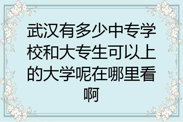 武汉有多少中专学校和大专生可以上的大学呢在哪里看啊