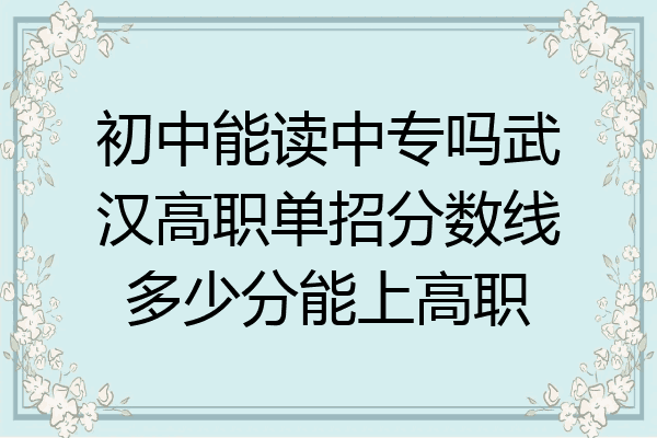 初中能读中专吗武汉高职单招分数线多少分能上高职