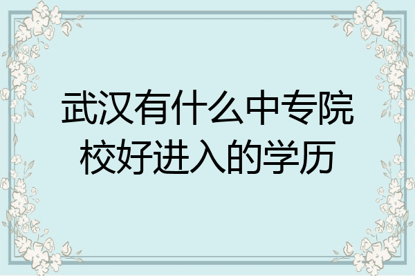 武汉有什么中专院校好进入的学历