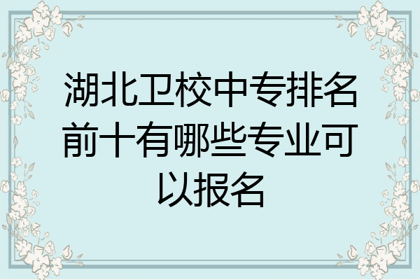 湖北卫校中专排名前十有哪些专业可以报名