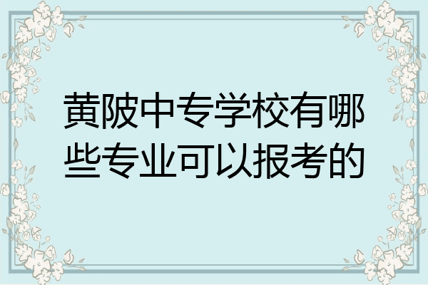 黄陂中专学校有哪些专业可以报考的