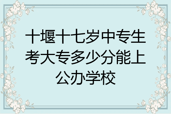十堰十七岁中专生考大专多少分能上公办学校