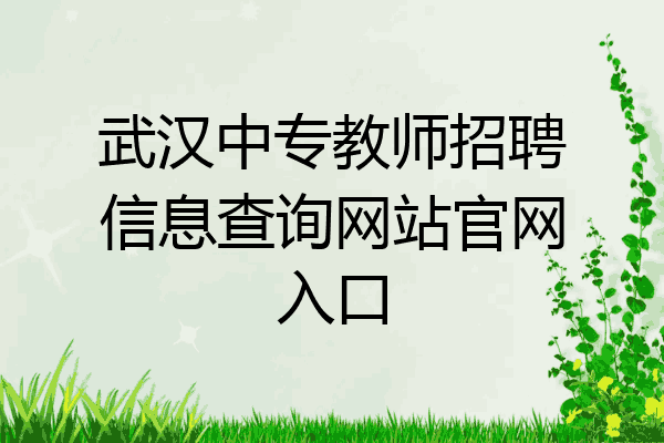 武汉中专教师招聘信息查询网站官网入口