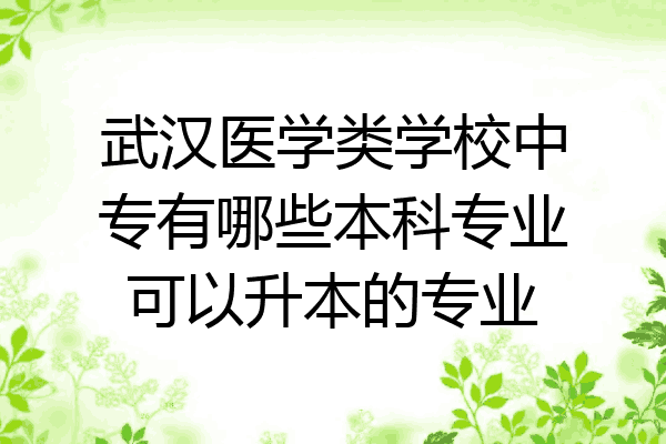 武汉医学类学校中专有哪些本科专业可以升本的专业
