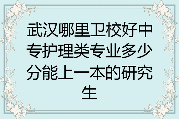 武汉哪里卫校好中专护理类专业多少分能上一本的研究生