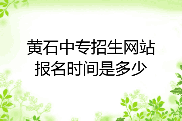 黄石中专招生网站报名时间是多少