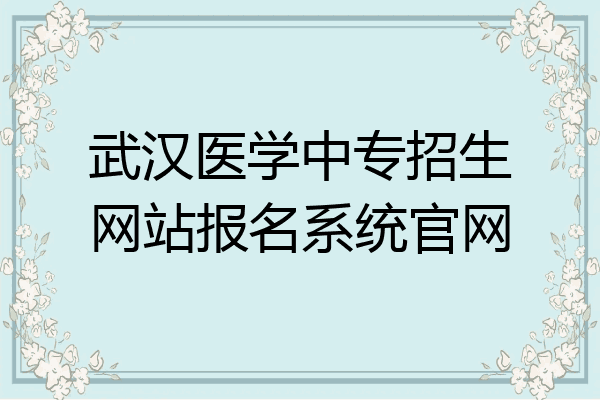 武汉医学中专招生网站报名系统官网