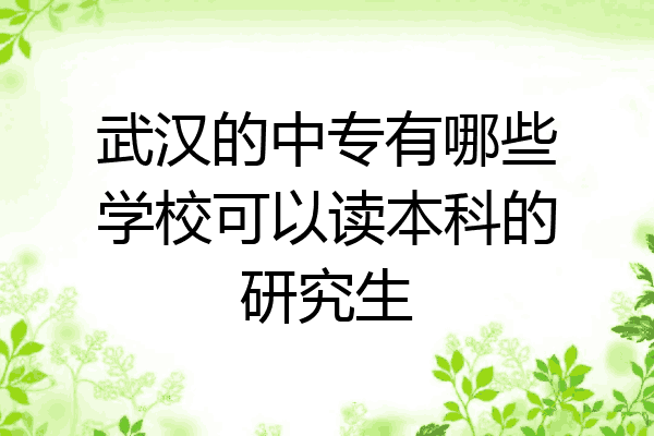 武汉的中专有哪些学校可以读本科的研究生