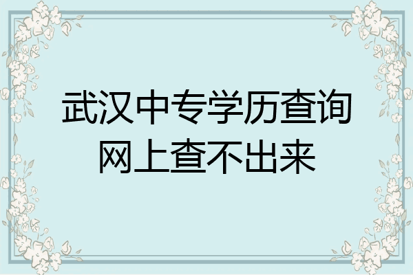 武汉中专学历查询网上查不出来