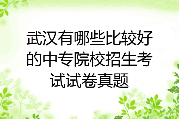 武汉有哪些比较好的中专院校招生考试试卷真题