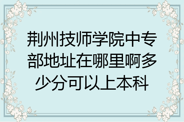 荆州技师学院中专部地址在哪里啊多少分可以上本科