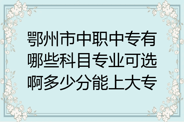 鄂州市中职中专有哪些科目专业可选啊多少分能上大专