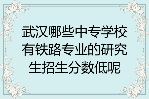 武汉哪些中专学校有铁路专业的研究生招生分数低呢