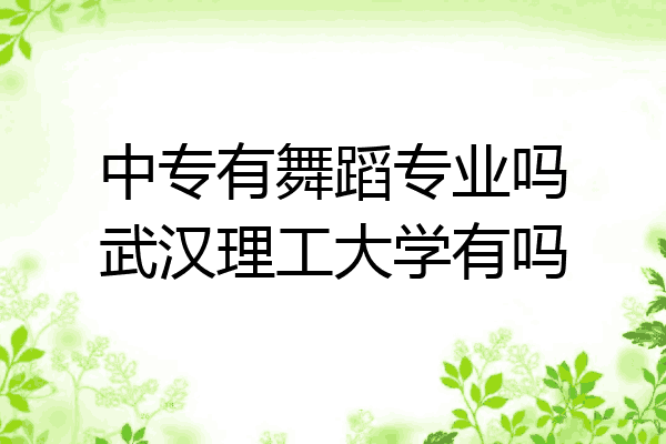 中专有舞蹈专业吗武汉理工大学有吗