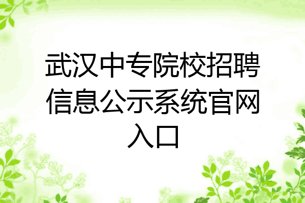 武汉中专院校招聘信息公示系统官网入口