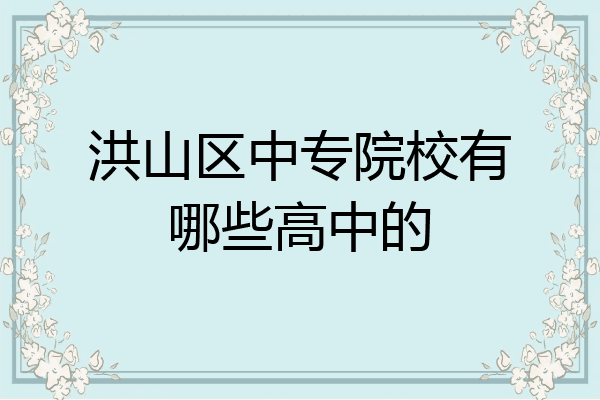 洪山区中专院校有哪些高中的