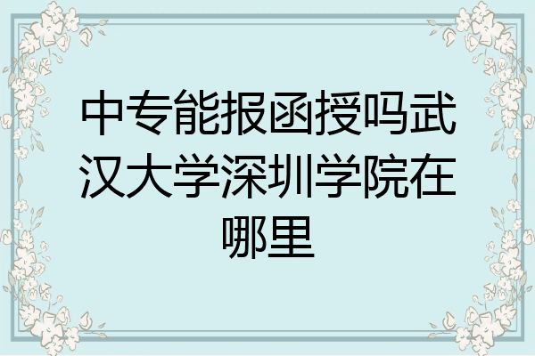 中专能报函授吗武汉大学深圳学院在哪里