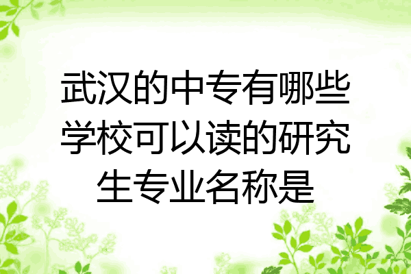 武汉的中专有哪些学校可以读的研究生专业名称是