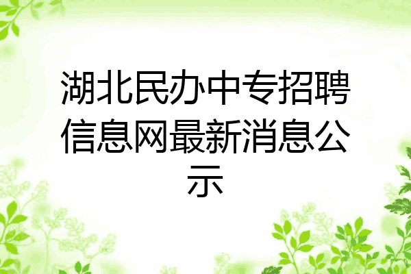 湖北民办中专招聘信息网最新消息公示