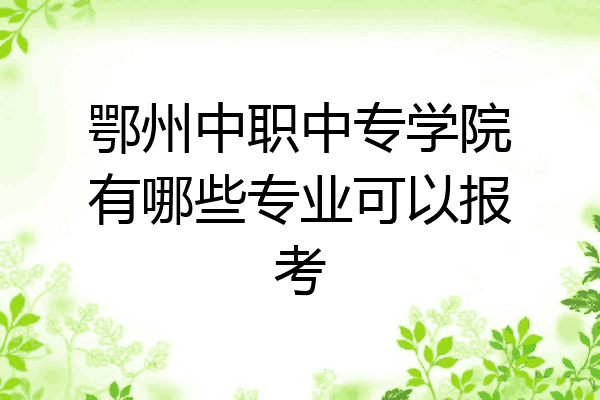 鄂州中职中专学院有哪些专业可以报考