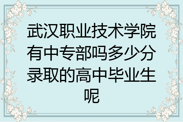 武汉职业技术学院有中专部吗多少分录取的高中毕业生呢