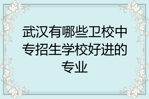 武汉有哪些卫校中专招生学校好进的专业