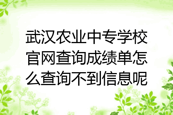 武汉农业中专学校官网查询成绩单怎么查询不到信息呢