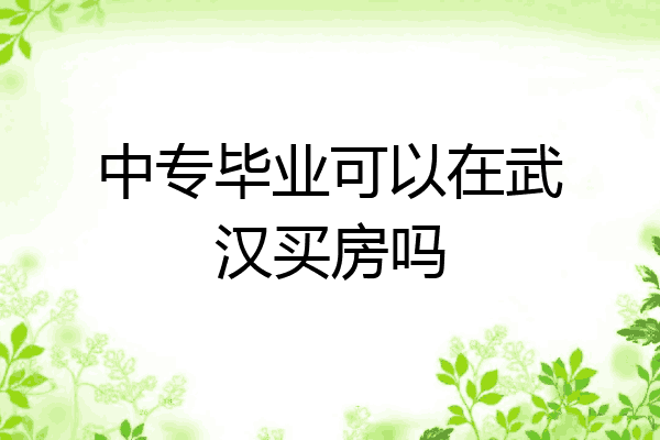 中专毕业可以在武汉买房吗