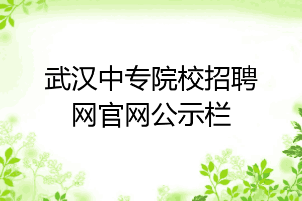 武汉中专院校招聘网官网公示栏